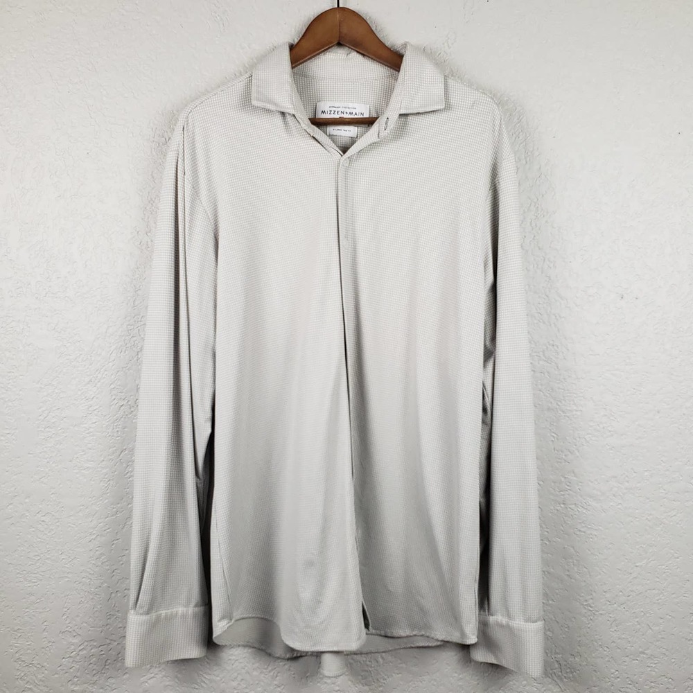 Mizzen+Main Spinnaker Button Up Shirt Grey/White XL Trim